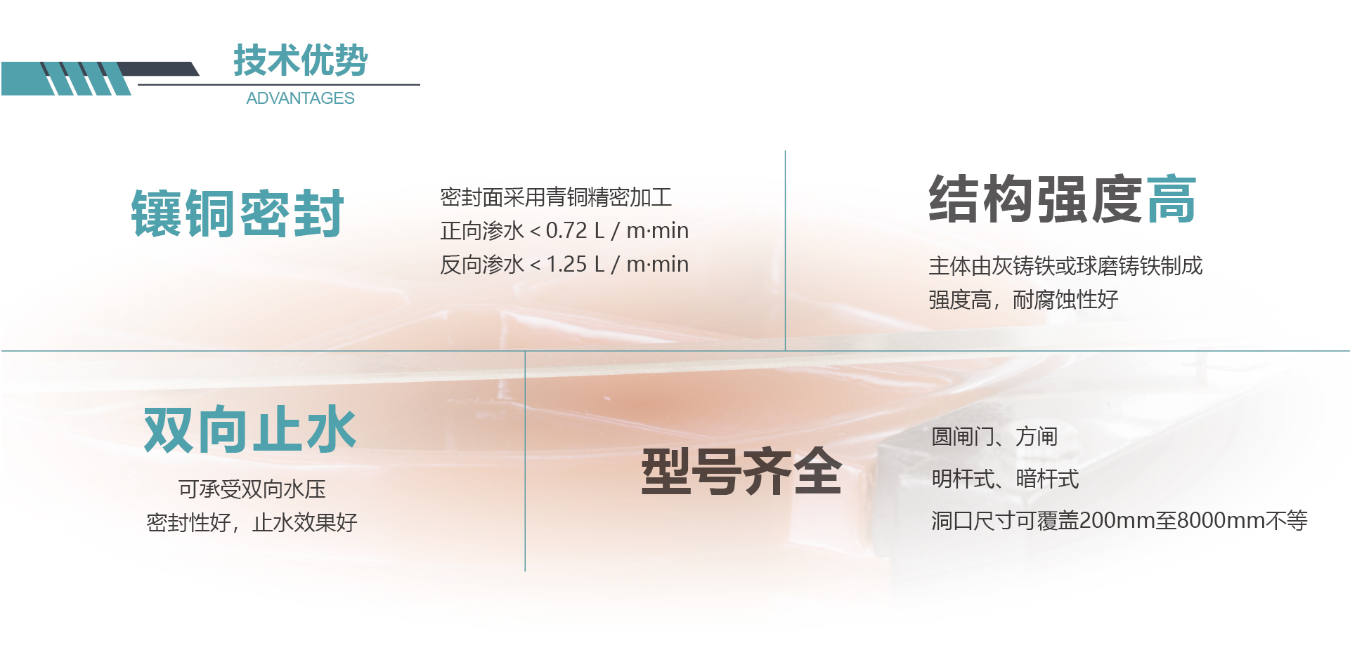 铸铁镶铜闸门技术优势